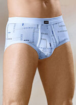 Set van vier slips van fijne ribstof, met gulp, met bont dessin 