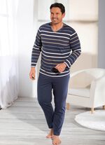 Pyjama met V-hals en garengeverfd gestreept dessin 