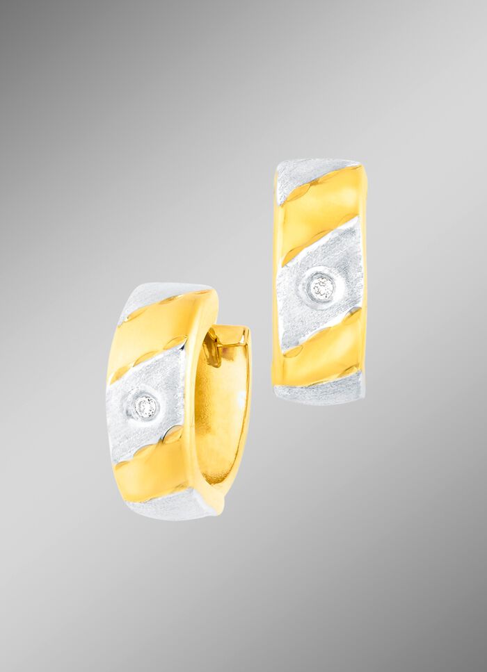 Creoolse oorbellen met briljanten, tweekleurig 