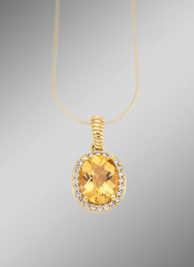 Hanger met echte citrien en synthetische zirkonia 