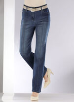 Jeans met gestikte biezen DUNKELBLAU