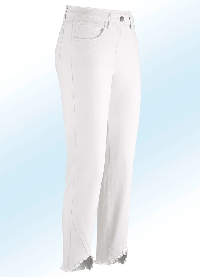 7/8-broek met interessante franjes aan de randen 