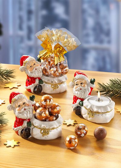 Kerstman theelichthouders set van 3 