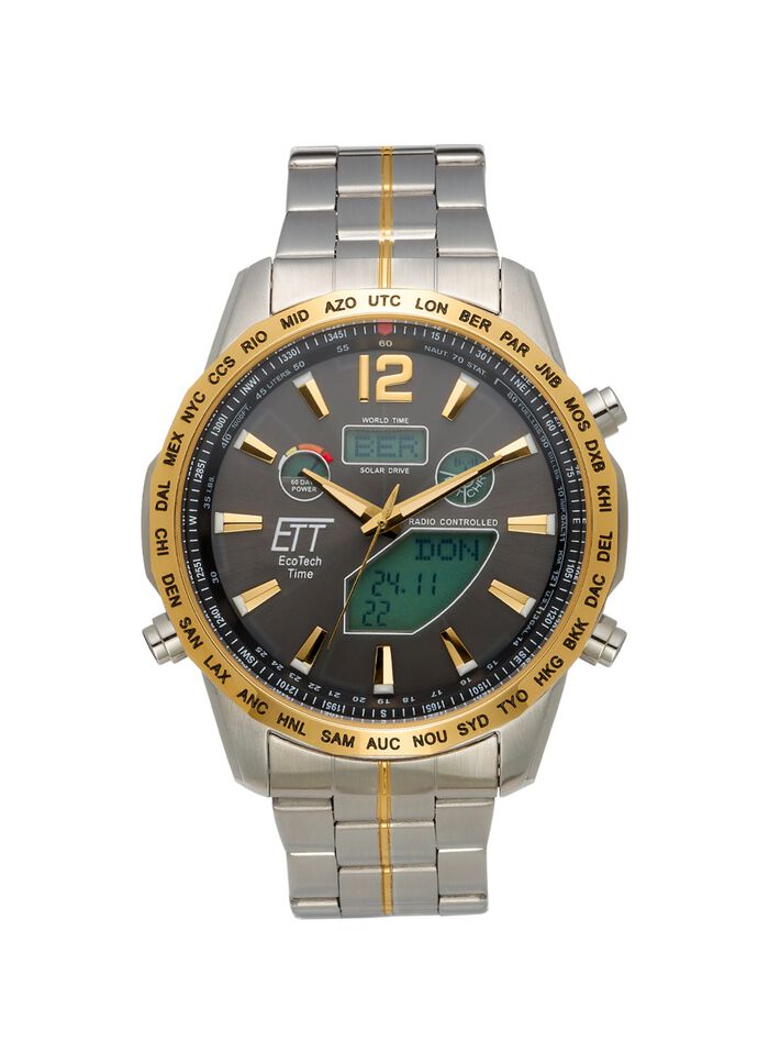 Radiogestuurd herenhorloge op zonne-energie met roestvrijstalen bandkast 