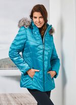 Jas met afneembare kunstbontkraag 