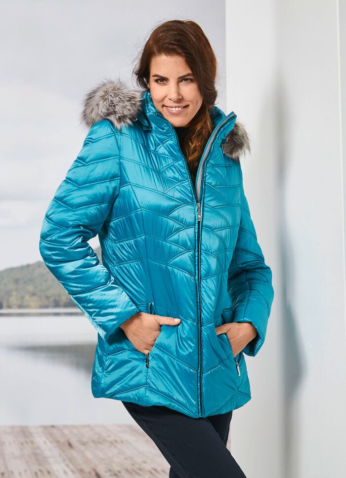 Jas met afneembare kunstbontkraag 