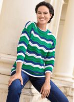 Trui met golf- en strependesign GRÜN-ROYALBLAU-WEISS