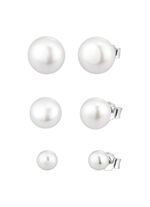 Geweldige set oorknopjes met zoetwaterkweekparels, 3 paar 