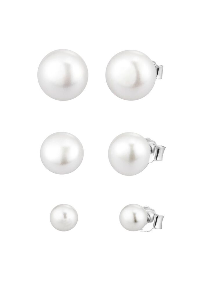 Geweldige set oorknopjes met zoetwaterkweekparels, 3 paar 