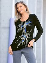 Shirt met glitter en bordversiering in 2 kleuren ZWART