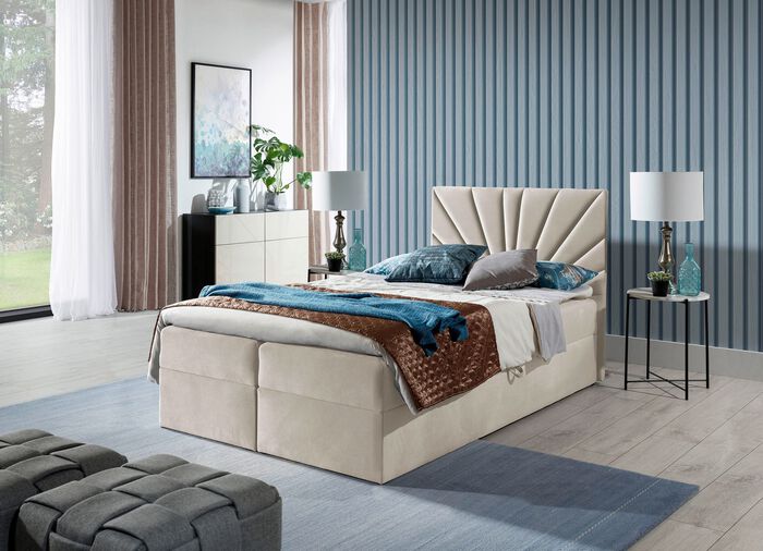 Boxspringbed met afneembare topper BEIGE