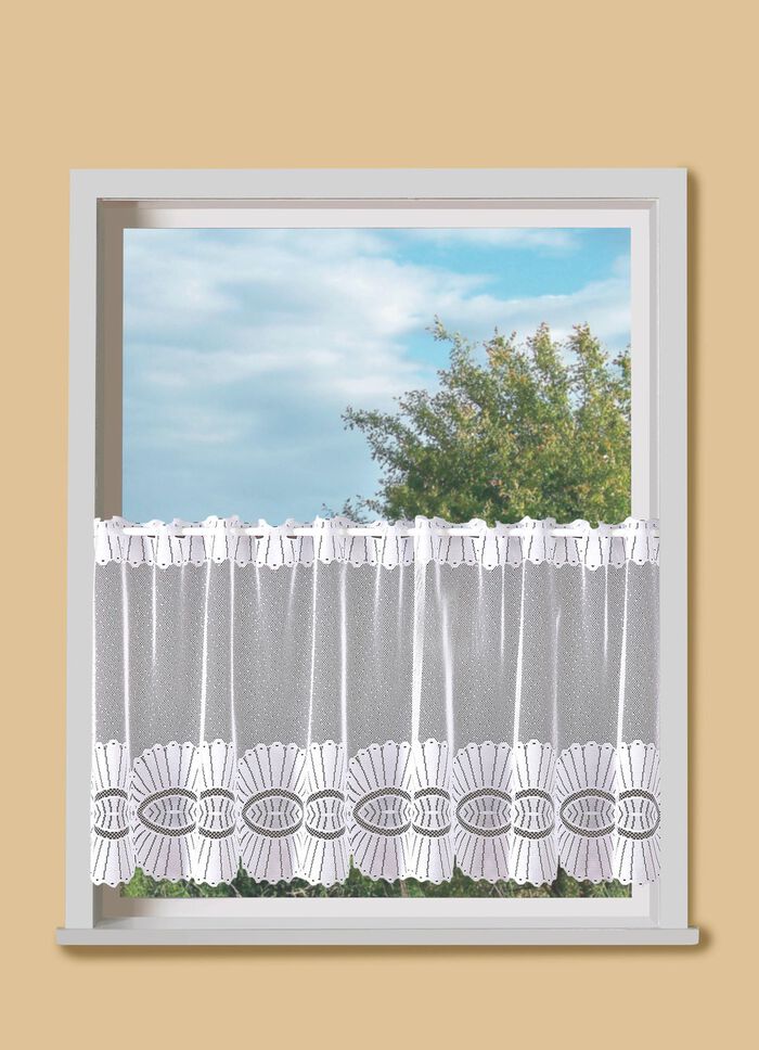 Kort gordijn met doorvoer voor roede WIT