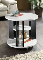 Salontafel met 2 planken en 4 wielen WIT-ZWART