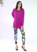 Lang shirt met plooien in 3 kleuren FUCHSIA