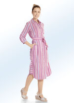 Jurk met strikceintuur in een trendy gestreept dessin 