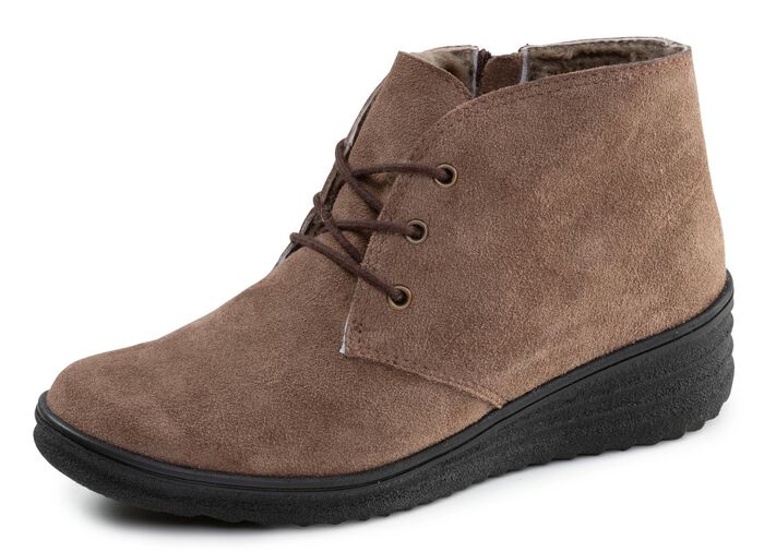 ELENA EDEN, gevoerde dameslaarzen, winterschoenen, met lamsvacht TAUPE