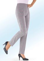 Glencheck-broek in comfortabel pull-on model ZWART-ROZE