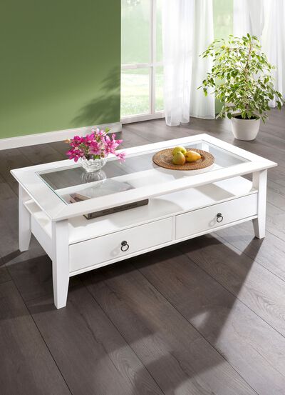 Massief houten salontafel in landhuisstijl 