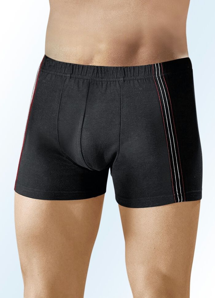 Set van vier boxershorts, effen met contrasterende strepen aan de zijkanten 