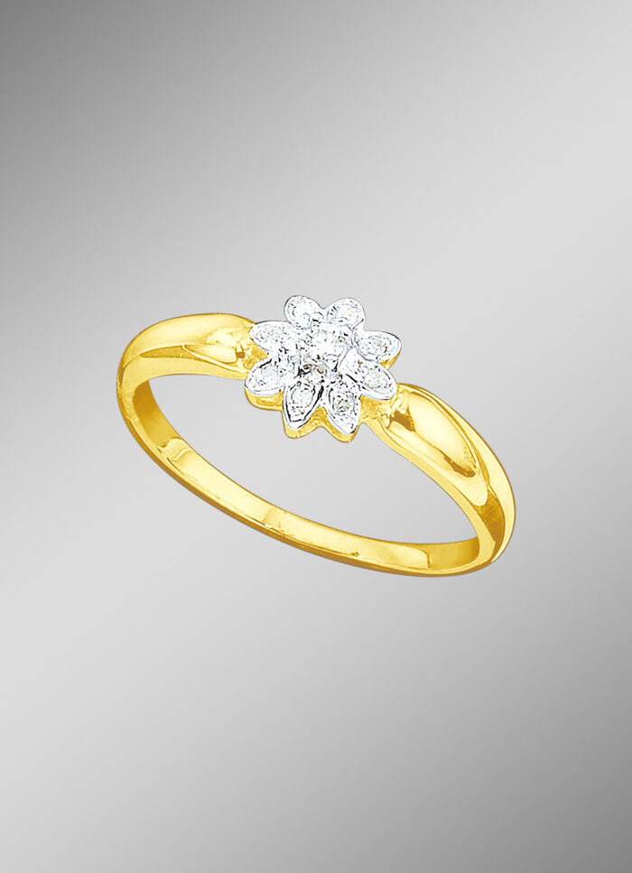 Damesring met briljant en diamanten 