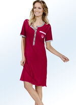 Set van twee nachthemden, met korte mouwen en knoopsluiting ROOD/GRIJS