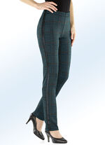 Broek met hip ruitdessin PETROL-ZWART-TERRACOTTA