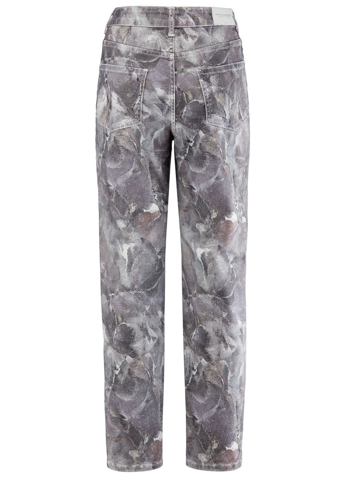 Prachtig gebloemde broek GRIJS-BESSEN-ECRU