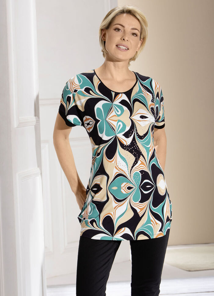 Fantasierijk lang shirt met decoratieve platen 