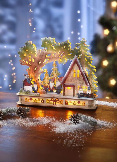 Verlicht houten kabouterbos 