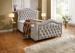 Boxspringbed met gevoerd hoofd- en voeteneind BEIGE