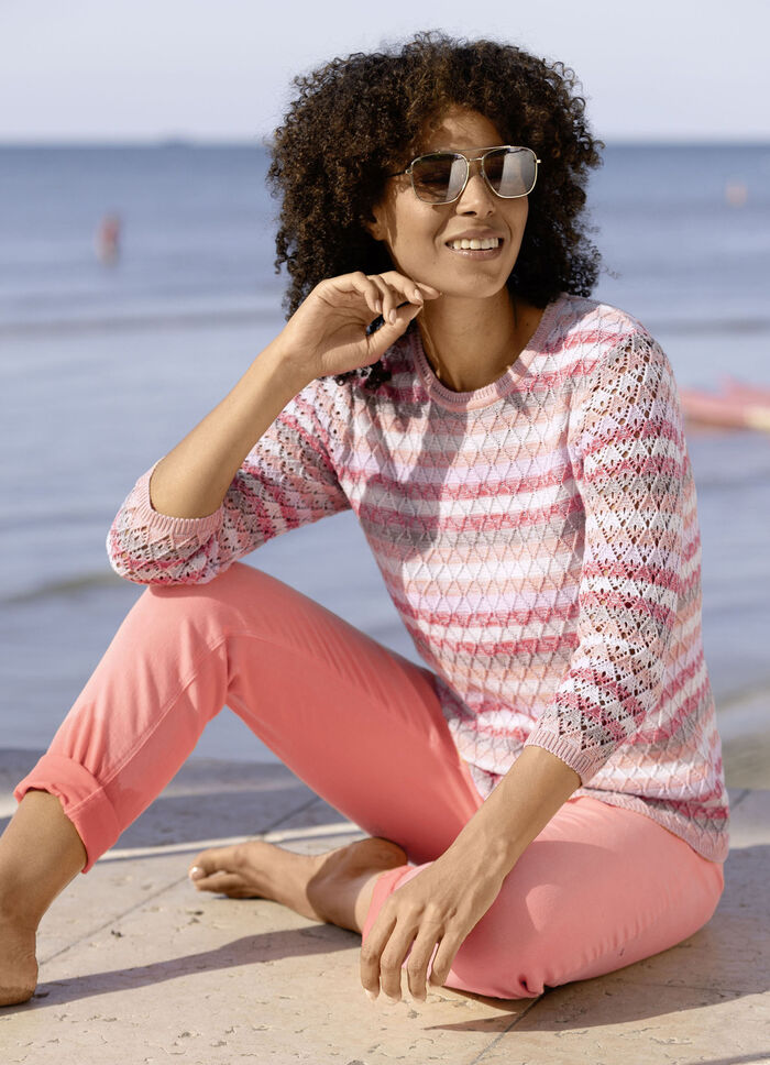 Trui met ringendessin ECRU-HUMMER-VEELKLEURIG