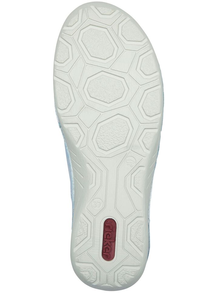 Rieker veterschoen van textiel met bloemenprint en metallic glans LICHTBLAUWGRIJS