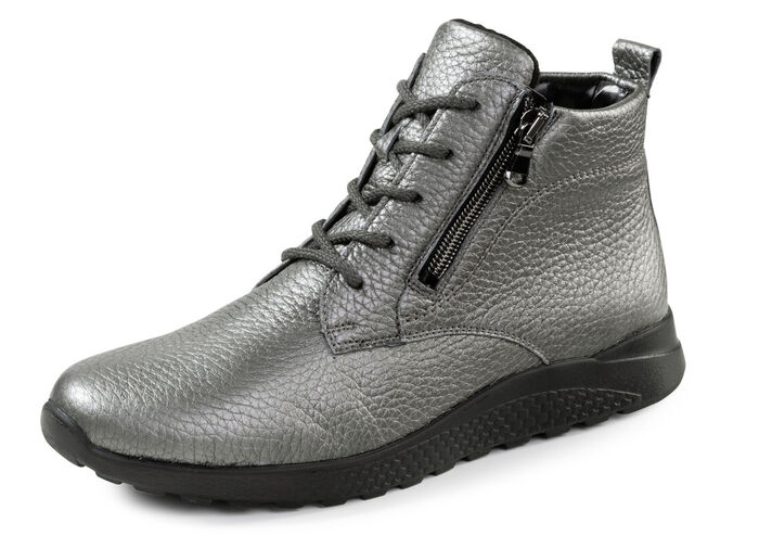 Waldläufer, comfortabele dames enkellaarsjes, winterschoenen, breedte H, gemaakt van hertenleer OUD ZILVER