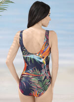Laurina badpak met kleurrijke print en half korset 
