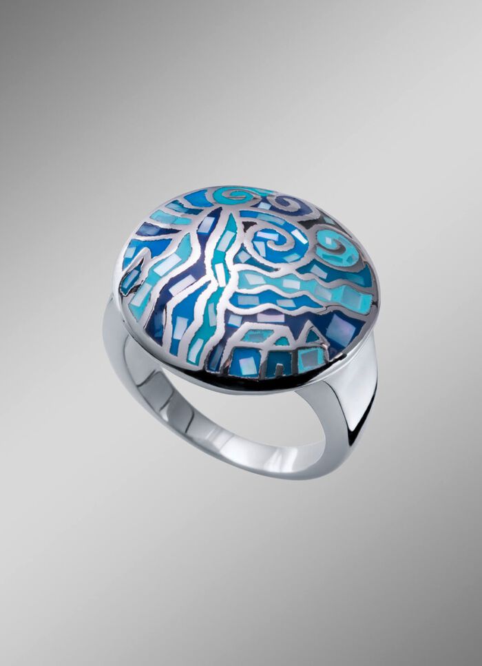 Moderne damesring met moza&iuml;ekpatroon 