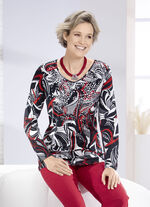 Shirt met ronde V-hals 