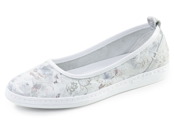 Andrea Conti, chique damesballerina's, breedte G, met uitneembaar voetbed ECRU-BUNT