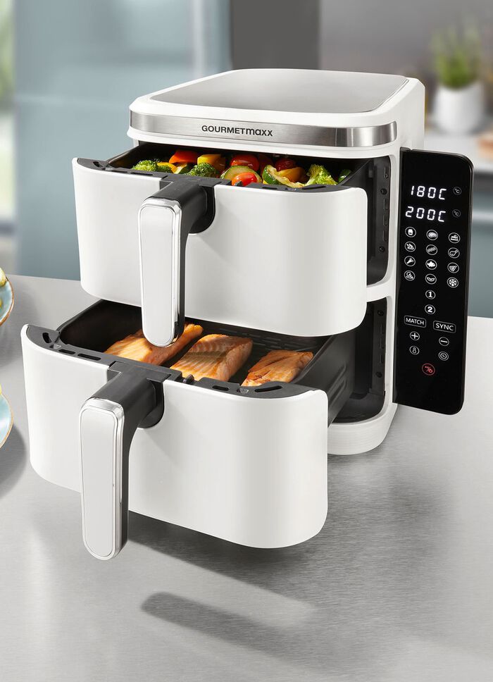 Digitale dubbelkamer heteluchtfriteuse &ldquo;FryUP&rdquo; WIT