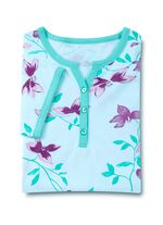 Twee-pack nachthemden, knielang met knoopsluiting en korte mouwen 