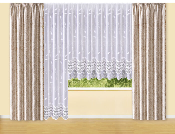 Prachtige enkele sjaal met bladmotieven NATUREL