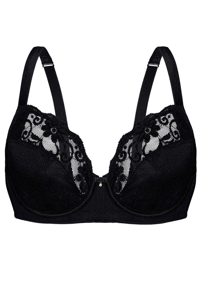 Sassa beugelbh met elastische kant ZWART