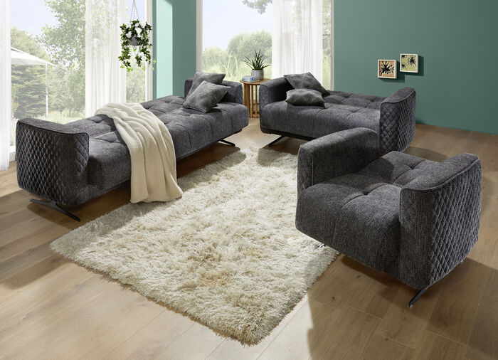 Gestoffeerd meubilair met bedfunctie en sierkussens ANTRACIET