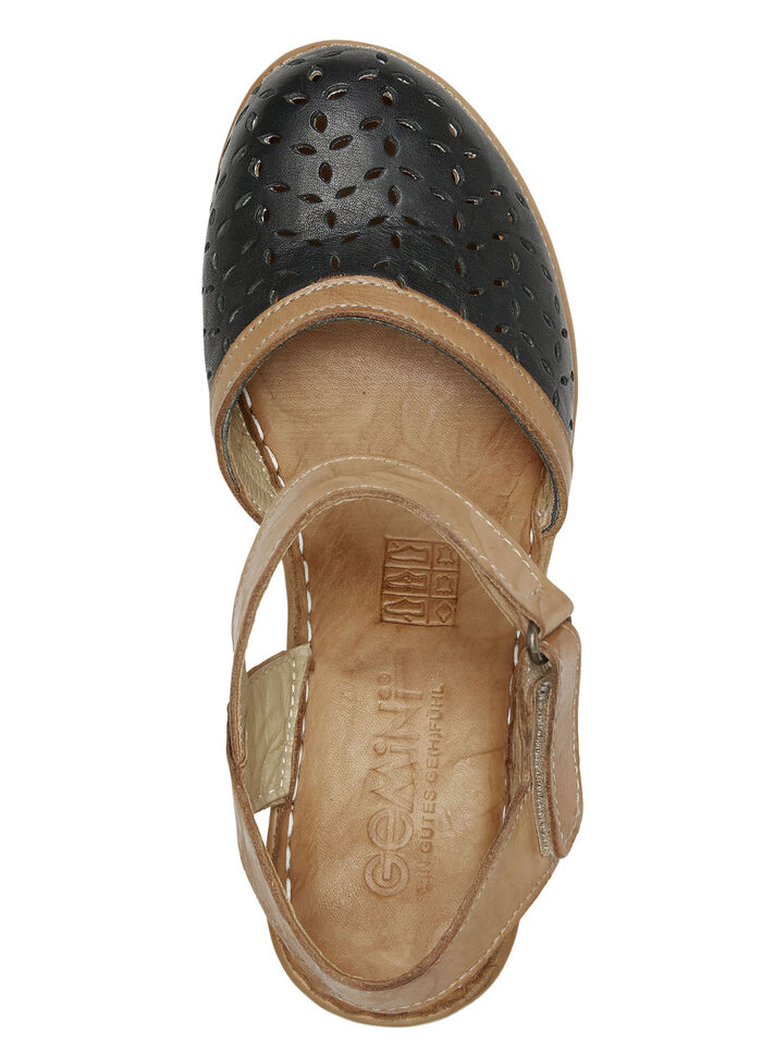 Gemini sandaal van geperforeerd rundnappaleer ZWART