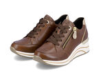 Remonte sneakers met veters en mat gouden bies BRUIN