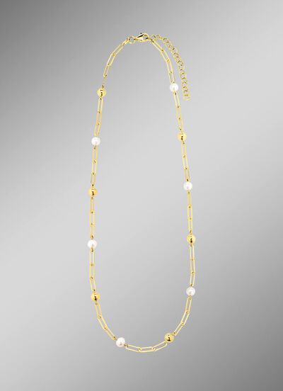 Gouden ketting met zoetwaterparels 