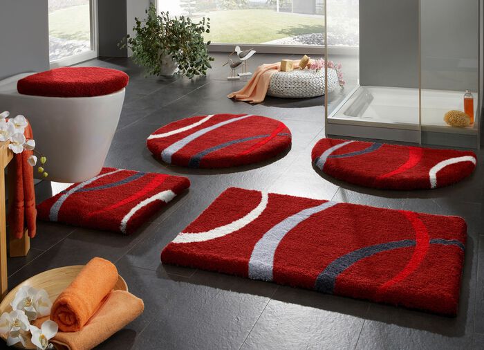 Superzachte badkamerset met latex achterkant van Grund ROOD