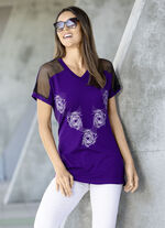 Lang shirt met contrastprint in 2 kleuren PAARS