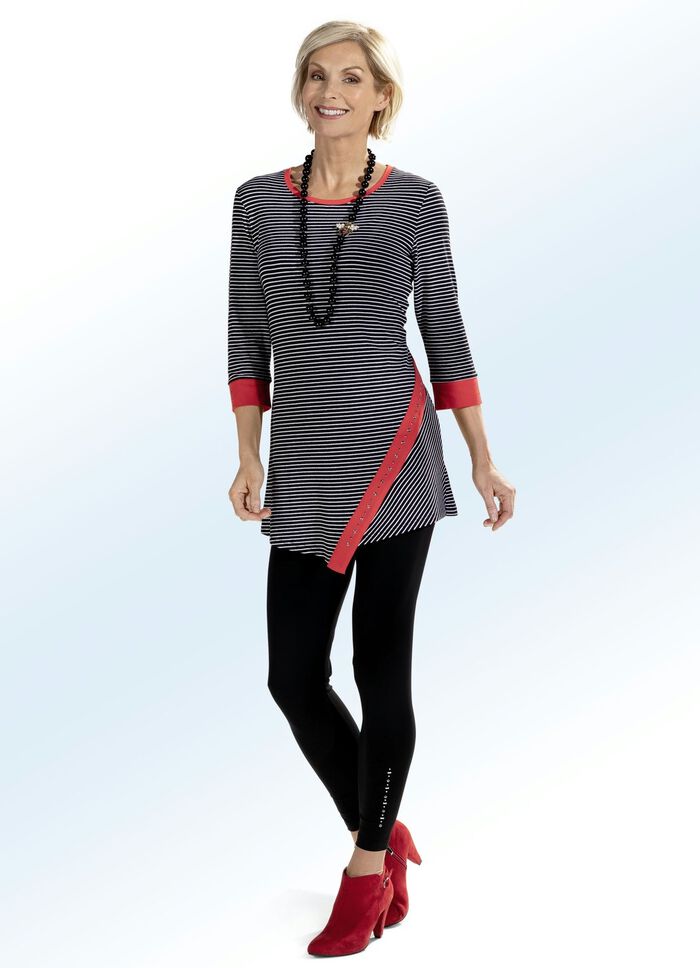 Leggings met edel glanzend siermotief ZWART