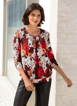 Shirt met mooie plooien in 2 kleuren ROOD-ZWART-ABRIKOOS