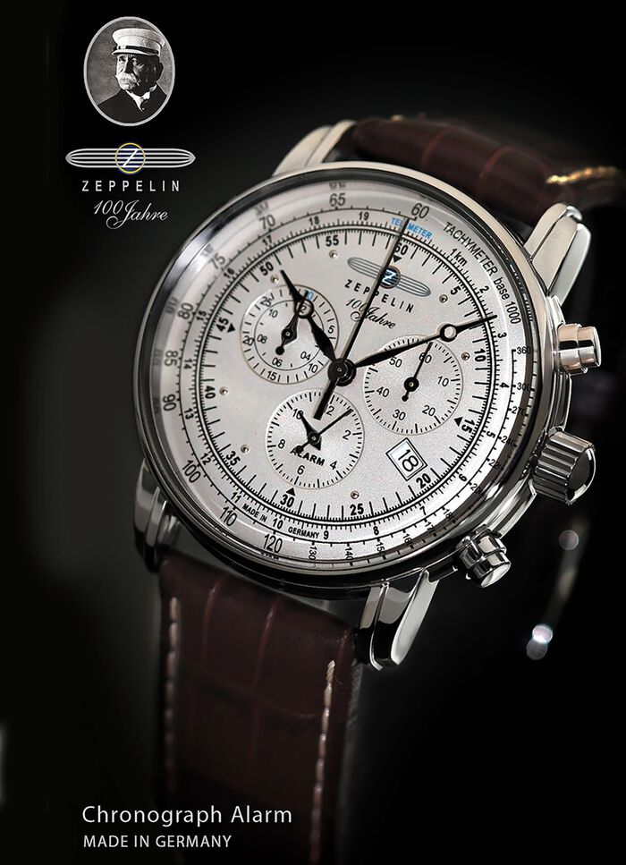 Chronograaf met lederen band 